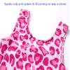 Domusgo Gymnastics Leotards for Girls 2t 3t Sparkly Sleeveless 3D Print Pink Cheetah Biketard with Shorts view 4