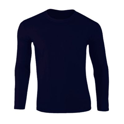 Dninmim Cotton Men's Long Sleeve Solid Color Men T Shirt O-Neck Man Top Tees for Male Clothing Navy Blue M