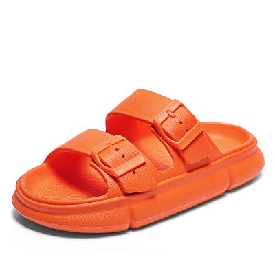 Eliogn Slides Sandals Kids Pillow Lightweight EVA Slipper with Double Buckle Adjustable Quick Dry Non-Slip for Boys Girls Summer Beach Water Shoes Kids Shower Pool Slippers Orange 3132