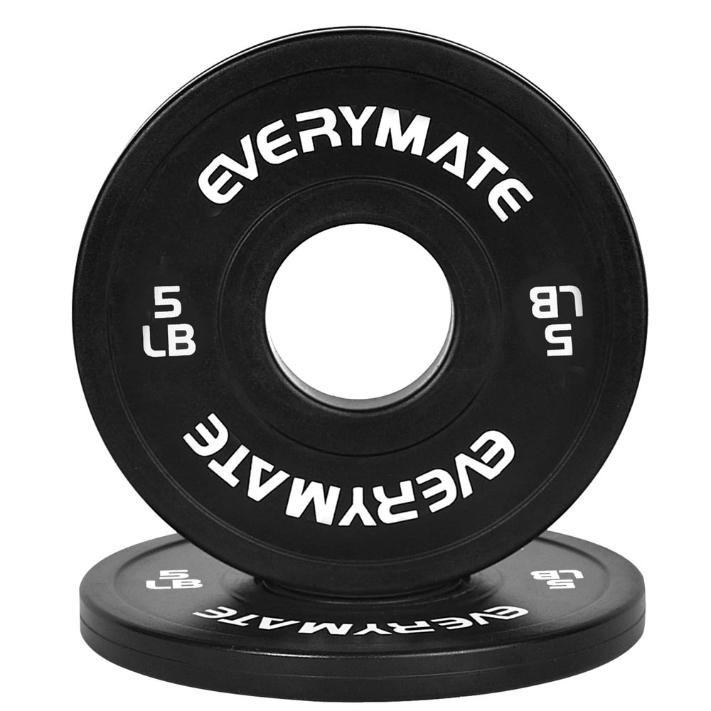 EVERYMATE Black Change Weight Plates 5LB Set Fractional Plate Olympic Bumper Plates for Cross Training Bumper Weight Plates