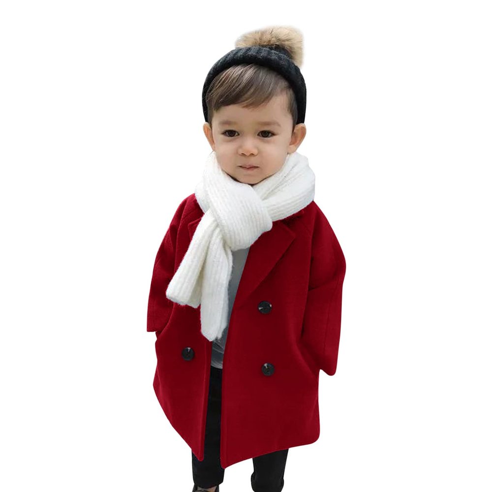 Ikevan Girls Blends Jacket Warm Baby Girls Coat Jacket 1 to 5 Years Windproof Winter Toddler Coat (ECHO2-Wine, 18-24 Months)