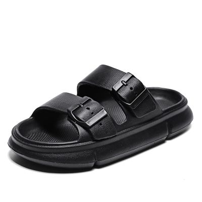 Eliogn Slides Sandals Kids Pillow Lightweight EVA Slipper with Double Buckle Adjustable Quick Dry Non-Slip for Boys Girls Summer Beach Water Shoes Kids Shower Pool Slippers Black 3940