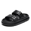 Eliogn Slides Sandals Kids Pillow Lightweight EVA Slipper with Double Buckle Adjustable Quick Dry Non-Slip for Boys Girls Summer Beach Water Shoes Kids Shower Pool Slippers Black 3940 view 1