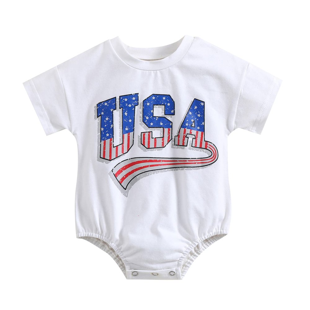 Ayalinggo 4th of July Baby Outfit Boy Girl My First Fourth of July Bubble Romper Oversized Onesie Toddler USA Clothes 2-3T White USA Romper