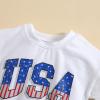Ayalinggo 4th of July Baby Outfit Boy Girl My First Fourth of July Bubble Romper Oversized Onesie Toddler USA Clothes 2-3T White USA Romper view 3