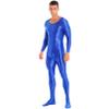 Sxiwei Adult Shiny One Piece Spandex Body Suit Jumpsuit Long Sleeve Round Neck Zentai Costume Catsuit Blue Medium view 2