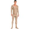 Daenrui Men's One Piece Spandex Long Sleeve Bodysuit Unitard Stretchy Workout Jumpsuit Leotard Costume Coffee Medium view 1