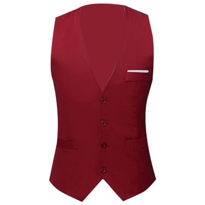 Men's Vest Solid Color V Neck Sleeveless Button Suit Vest Plus Size Vest