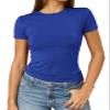Abardsion Women's Casual Basic Going Out Crop Tops Slim Fit Short Sleeve Crew Neck Tight T Shirts 2026 (Royal Blue, M) view 1