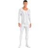 Daenrui Men's One Piece Spandex Long Sleeve Bodysuit Unitard Stretchy Workout Jumpsuit Leotard Costume White Medium view 1