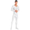 Daenrui Men's One Piece Spandex Long Sleeve Bodysuit Unitard Stretchy Workout Jumpsuit Leotard Costume White Medium view 3