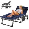 ABORON 5 Positions Camping Cots for Adults,Outdoor Folding Sleeping Cot/Mat,Folding Chaise Lounge Chair with Pillow,Portable Reclining Chair for Beach Lawn Camping Pool,Sunbathing Chairs view 1