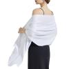 Ciormis Bridesmaid Shawls, Women Lightweight White Pashmina Guest Shawls and Wraps for Wedding (White & Silver) view 2