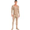 Sxiwei Adult Shiny One Piece Spandex Body Suit Jumpsuit Long Sleeve Round Neck Zentai Costume Catsuit Coffee Medium view 1