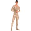Sxiwei Adult Shiny One Piece Spandex Body Suit Jumpsuit Long Sleeve Round Neck Zentai Costume Catsuit Coffee Medium view 3