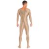 Sxiwei Adult Shiny One Piece Spandex Body Suit Jumpsuit Long Sleeve Round Neck Zentai Costume Catsuit Coffee Medium view 4