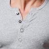 Men's Fashion Button Cotton T-Shirt Casual Slim Fit Basic Short Sleeve Summer Solid Muscle Tee Tops (Light Gray 1,US SIZE XL Asia XXL) view 4