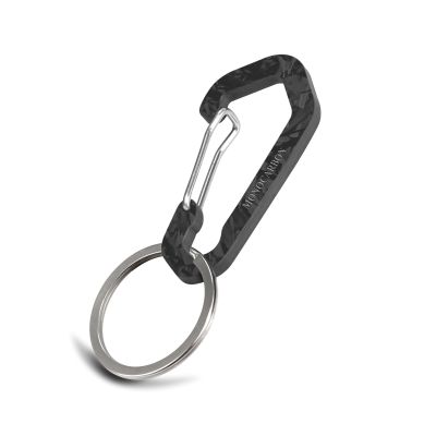 MONOCARBON Keychain Clip Carbon Fiber Surface, Small Carabiner Keychain Hooks, Auto Locking Key Clip, Durable and Cool for EDC. (Forged Carbon)