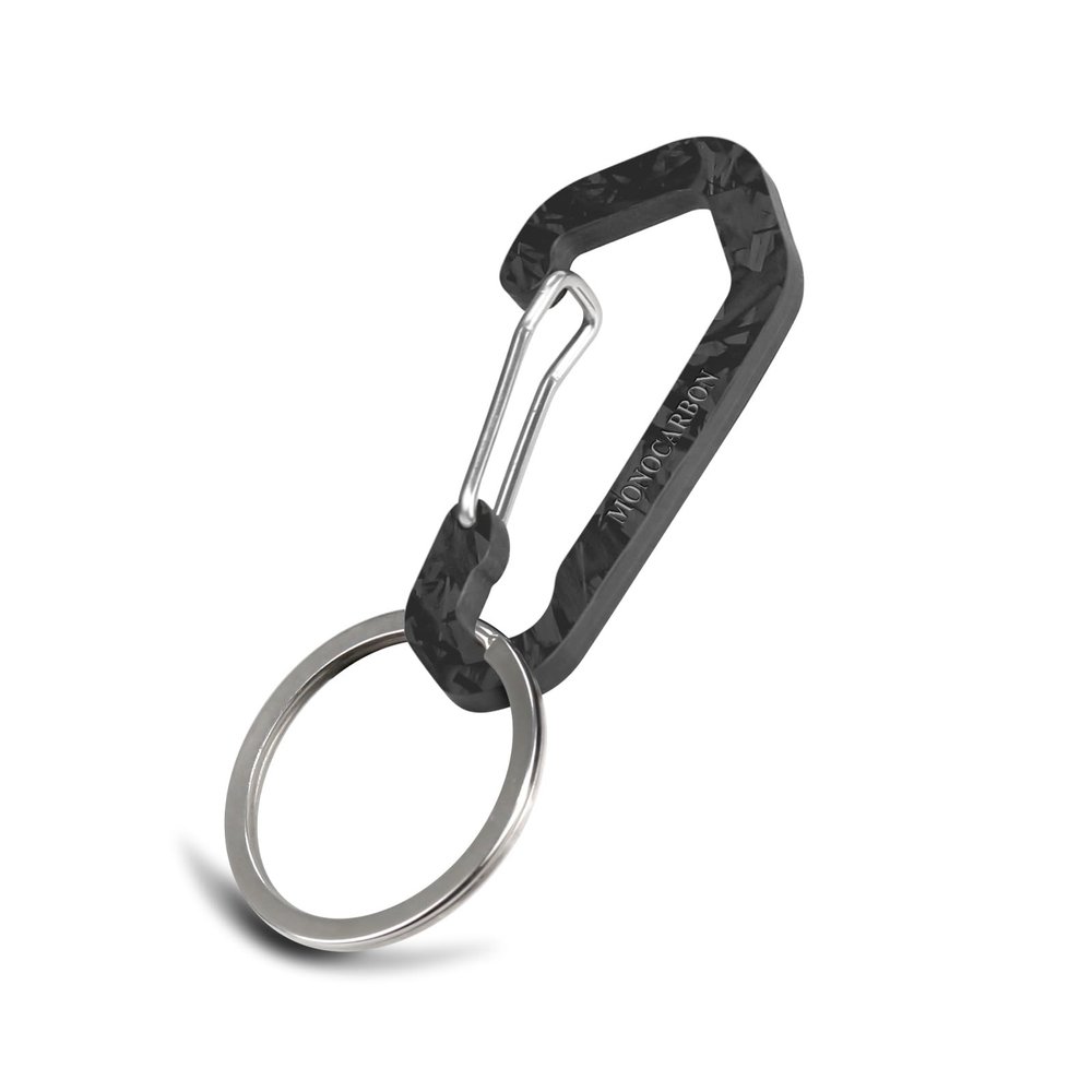 MONOCARBON Keychain Clip Carbon Fiber Surface, Small Carabiner Keychain Hooks, Auto Locking Key Clip, Durable and Cool for EDC. (Forged Carbon)