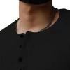 Men's Casual Slim Fit Basic Tee Top Fashion Casual Front Placket Short Sleeve Solid Cotton T Shirts (Black,US SIZE L Asia XL) view 2