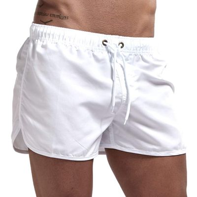 Mens Swimming Trunks 5 Inch Inseam No Mesh Liner Quick Dry Swim Shorts Summer Beach Swim Trunks Surfing Sport Bathing Suit A-White