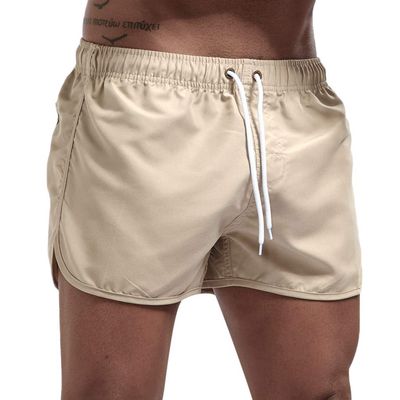 Mens Swimming Trunks 5 Inch Inseam No Mesh Liner Quick Dry Swim Shorts Summer Beach Swim Trunks Surfing Sport Bathing Suit A-Khaki