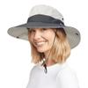 2 Pieces Womens Sun Beach Hat with Ponytail Hole Summer Wide Brim UV Protection Sun Bucket Hat for Fishing Hiking Travel Beige/Grey 1pc view 2