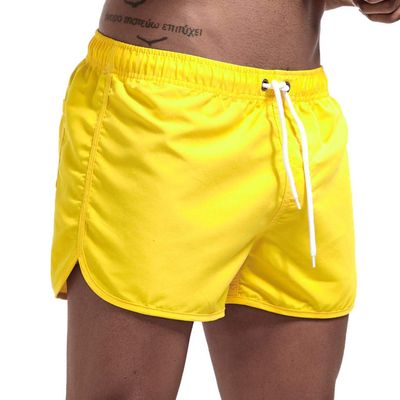 Mens Swimming Trunks 5 Inch Inseam No Mesh Liner Quick Dry Swim Shorts Summer Beach Swim Trunks Surfing Sport Bathing Suit A-Yellow