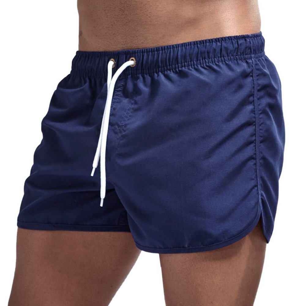 Mens Swimming Trunks 5 Inch Inseam No Mesh Liner Quick Dry Swim Shorts Summer Beach Swim Trunks Surfing Sport Bathing Suit A-Dark Blue