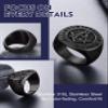 Bandmax Mens Black Freemason Rings Stainless Steel Round Signet Ring for Biker Mason Religious Faith Ring Size 11 Masonic Jewelry for Men view 2