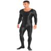 Hedmy Men's Long Sleeves One Piece Unitard Jumpsuit Stretch Spandex Sports Full Bodysuit Rompers Black Medium view 3