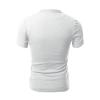 Mens Cotton Muscle Slim Fitted Sport T-Shirt Casual Button Stand Collar Tops Basic V-Neck Pullover Short Sleeve (White,US Size M Asia L) view 2