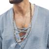 Maiyifu-GJ Men's Casual Cotton Linen Tee Fashion Lace Up Short Sleeve Beach Shirts V Neck Hippie T-Shirt (Grey,US Size XS Asia S) view 2
