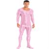 Hedmy Men's Long Sleeves One Piece Unitard Jumpsuit Stretch Spandex Sports Full Bodysuit Rompers Pink Medium view 1