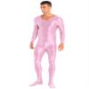 Hedmy Men's Long Sleeves One Piece Unitard Jumpsuit Stretch Spandex Sports Full Bodysuit Rompers Pink Medium view 3