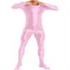 Hedmy Men's Long Sleeves One Piece Unitard Jumpsuit Stretch Spandex Sports Full Bodysuit Rompers Pink Medium view 4