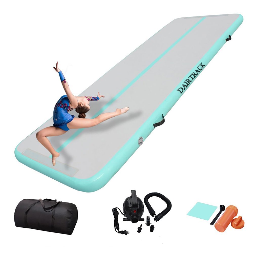 IBATMS Air Tumbling Mat, 10ft/13ft/16ft/20ft Inflatable Gymnastics Air Mat for Gymnastics Training/Home Use/Cheerleading/Yoga/Water mint green