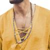 Maiyifu-GJ Men's Casual Cotton Linen Tee Fashion Lace Up Short Sleeve Beach Shirts V Neck Hippie T-Shirt (Yellow,US Size L Asia XL) view 2