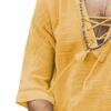 Maiyifu-GJ Men's Casual Cotton Linen Tee Fashion Lace Up Short Sleeve Beach Shirts V Neck Hippie T-Shirt (Yellow,US Size L Asia XL) view 3