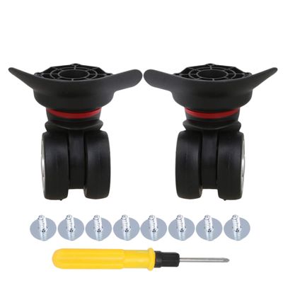 1 Pair Replacement Wheels for Luggage 360 Swivel Suitcase Casters Black with Screwdriver (W055)