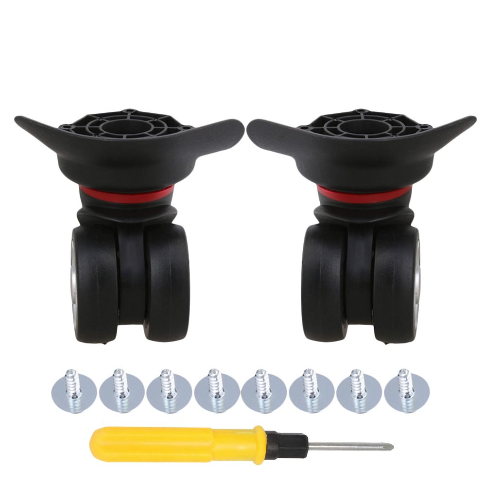 1 Pair Replacement Wheels for Luggage 360 Swivel Suitcase Casters Black with Screwdriver (W055)