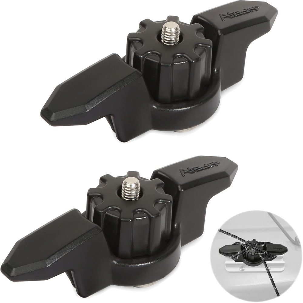 Atader Line Cleat for Kayak Track Mount 2 Pcs, Kayak Anchor Cleat & Track Mount Line Cleat, Line Cleat for Rail Mount Kayak Accessories, Black
