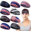 Men's Sweatbands for Workouts and Sports - Camo Headband, Sweat Absorbing Wide Head Band for Basketball, Football, Cycling, Running, Yoga, 4.7 x 9.8 Inch (Flag Style) view 1