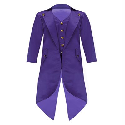 Choomomo Kids Boys Girls Medieval Steampunk Tuxedo Halloween Vampire Tailcoat Jacket Victorian Frock Coat Purple 16 Years