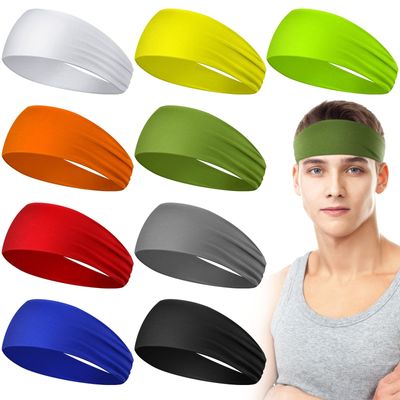 Sweatbands Sweat-Absorbing Headbands for Men - Camo Wide Headbands for Workout, Sports, Basketball, Football, Cycling, Running, Yoga, 4.7 x 9.8 Inch (Bright Style)