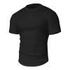 Mens Fashion Casual Front Placket Basic T-Shirts Breathable Lightweight Collarless Golf Tee Hipster Round Hemline Top (Black,US Size L Asia XL) view 1