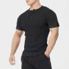 Mens Fashion Casual Front Placket Basic T-Shirts Breathable Lightweight Collarless Golf Tee Hipster Round Hemline Top (Black,US Size L Asia XL) view 3