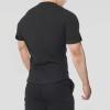 Mens Fashion Casual Front Placket Basic T-Shirts Breathable Lightweight Collarless Golf Tee Hipster Round Hemline Top (Black,US Size L Asia XL) view 4