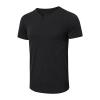 Men's Basic Tailored Fit Short Sleeve Fashion Casual Front Placket Tee Cotton Notch Neck T Shirt (Black,US Size M Asia L) view 3