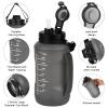 Collapsible Water Bottles, 2L/64OZ travel water bottle Bottle with Straw, Half Gallon Large Water Bottle for Travel Outdoor Sports Runing Fitness Yoga (Upgraded black) view 4